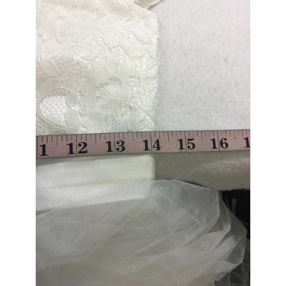 GIRL'S PARTY DRESS SZ 12 Y white lace embellished short sleeve flower maxi 0B2 - Picture 5 of 7